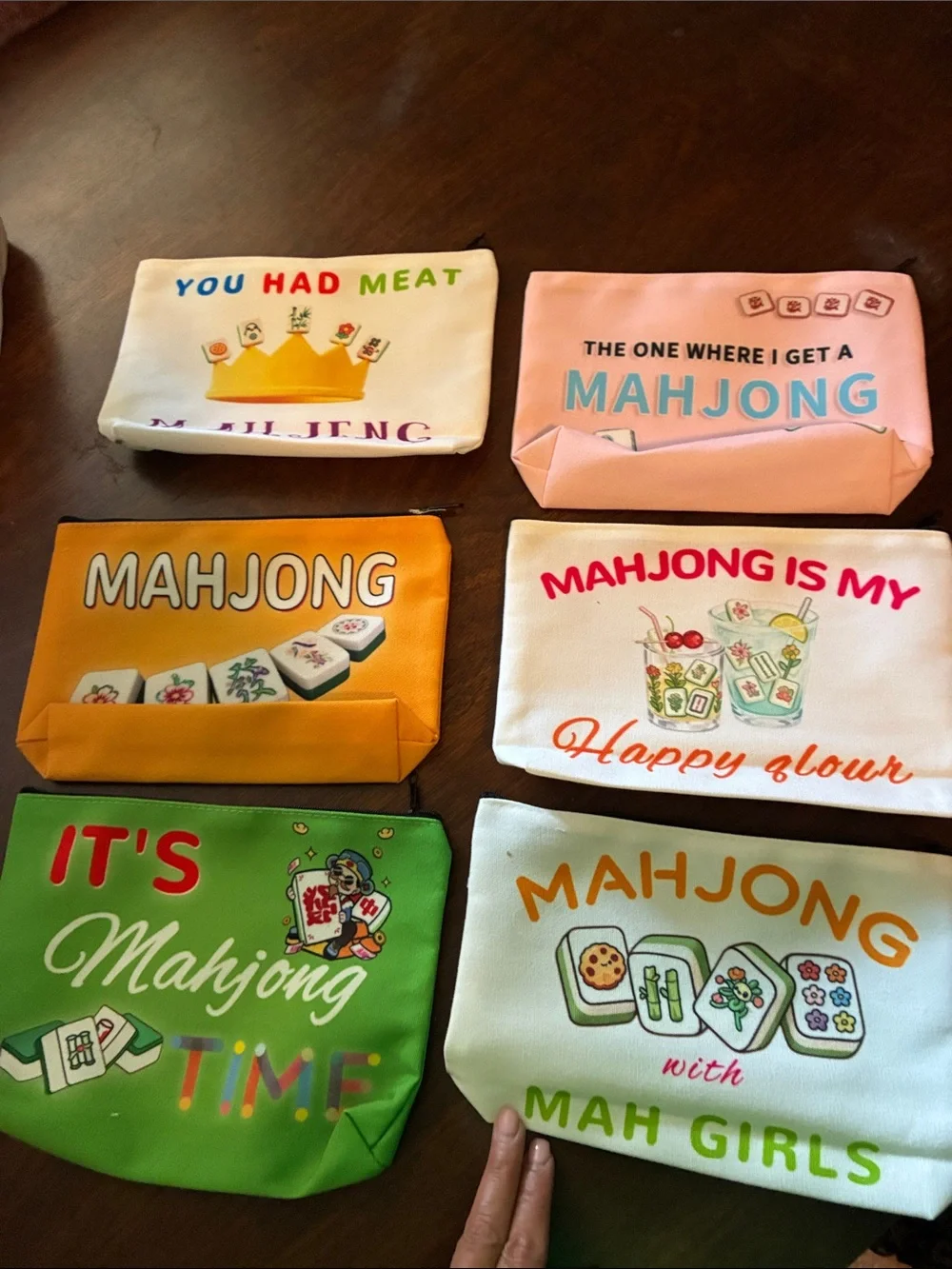 Mahjong Themed Makeup Pouch - Assorted Colors